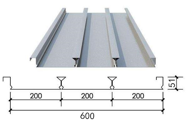 YXB51-200-600(B)-0.9mm厚压型钢板